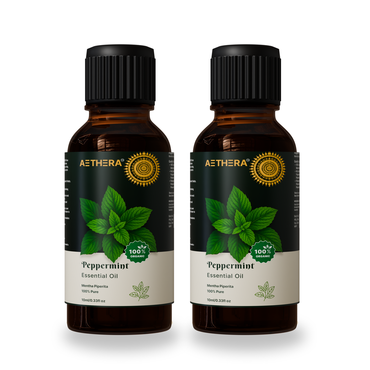 Refreshing peppermint oil in a clear glass bottle showcasing natural essential oils for therapeutic use 2 bottle